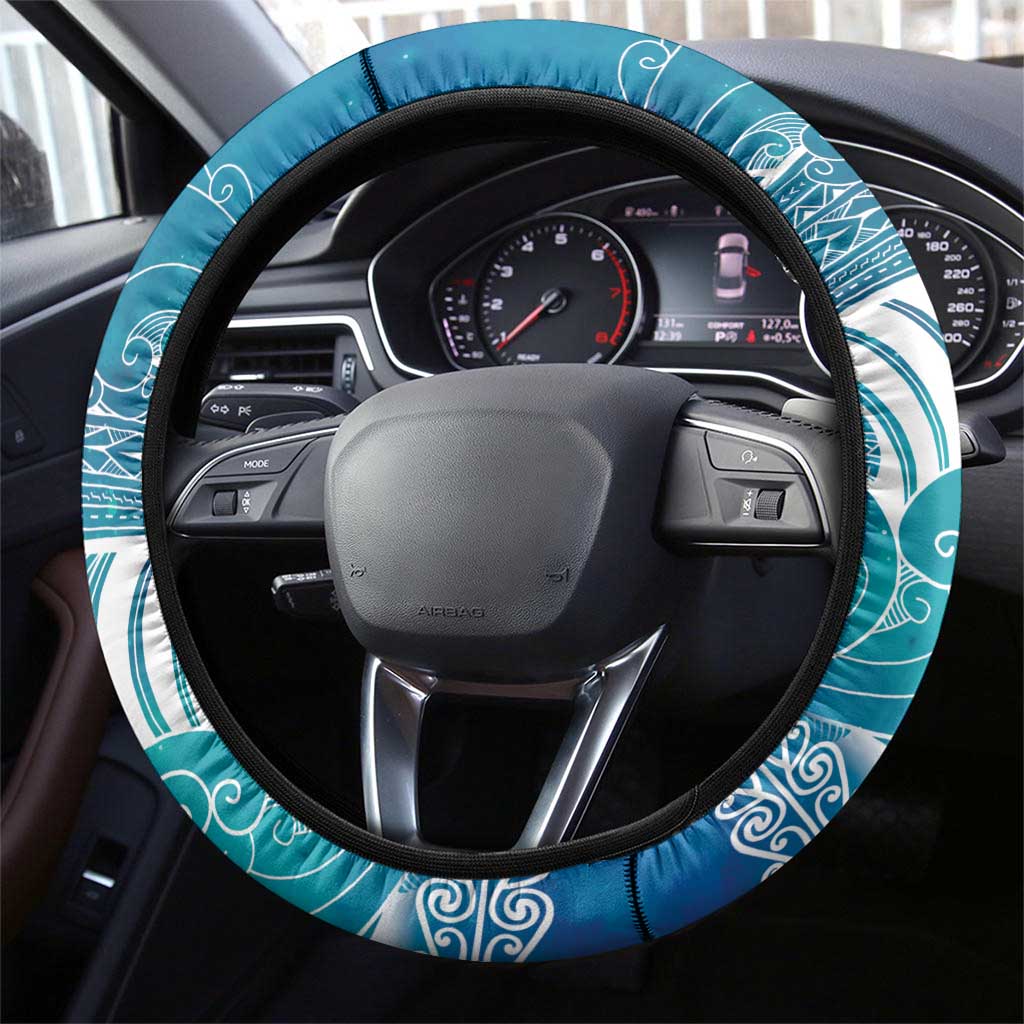 Kuri Dog Waka New Zealand Matariki Steering Wheel Cover Ocean Sharks Maori Tattoo LT14 - Polynesian Pride