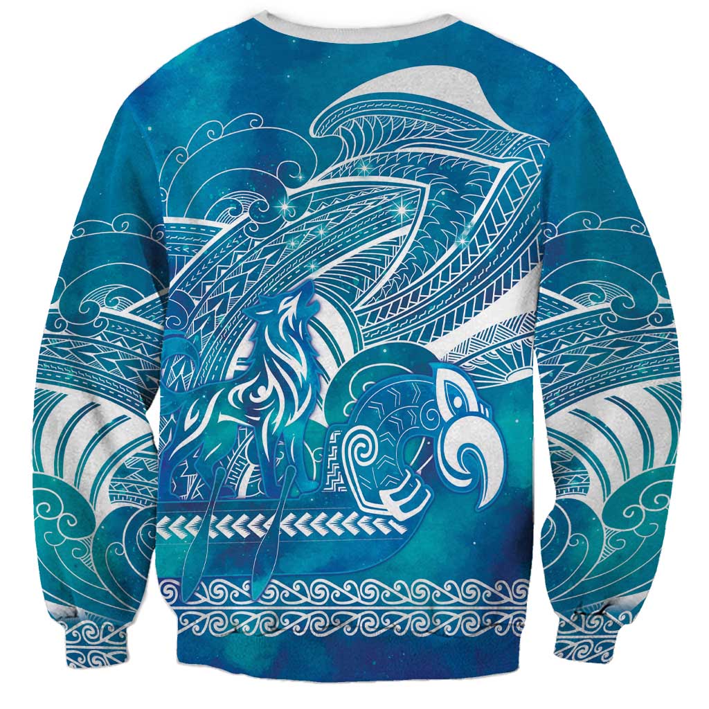 Kuri Dog Waka New Zealand Matariki Sweatshirt Ocean Sharks Maori Tattoo LT14 - Polynesian Pride