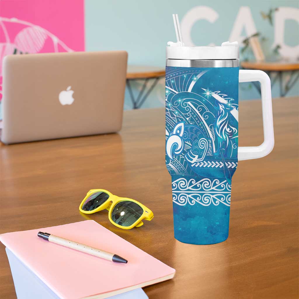 Kuri Dog Waka New Zealand Matariki Tumbler With Handle Ocean Sharks Maori Tattoo LT14 - Polynesian Pride