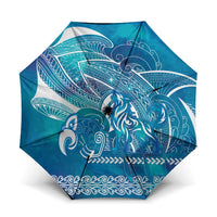 Kuri Dog Waka New Zealand Matariki Umbrella Ocean Sharks Maori Tattoo LT14 One Size Folded 11.42 inch Opened Diameter 37.4 inch Blue - Polynesian Pride