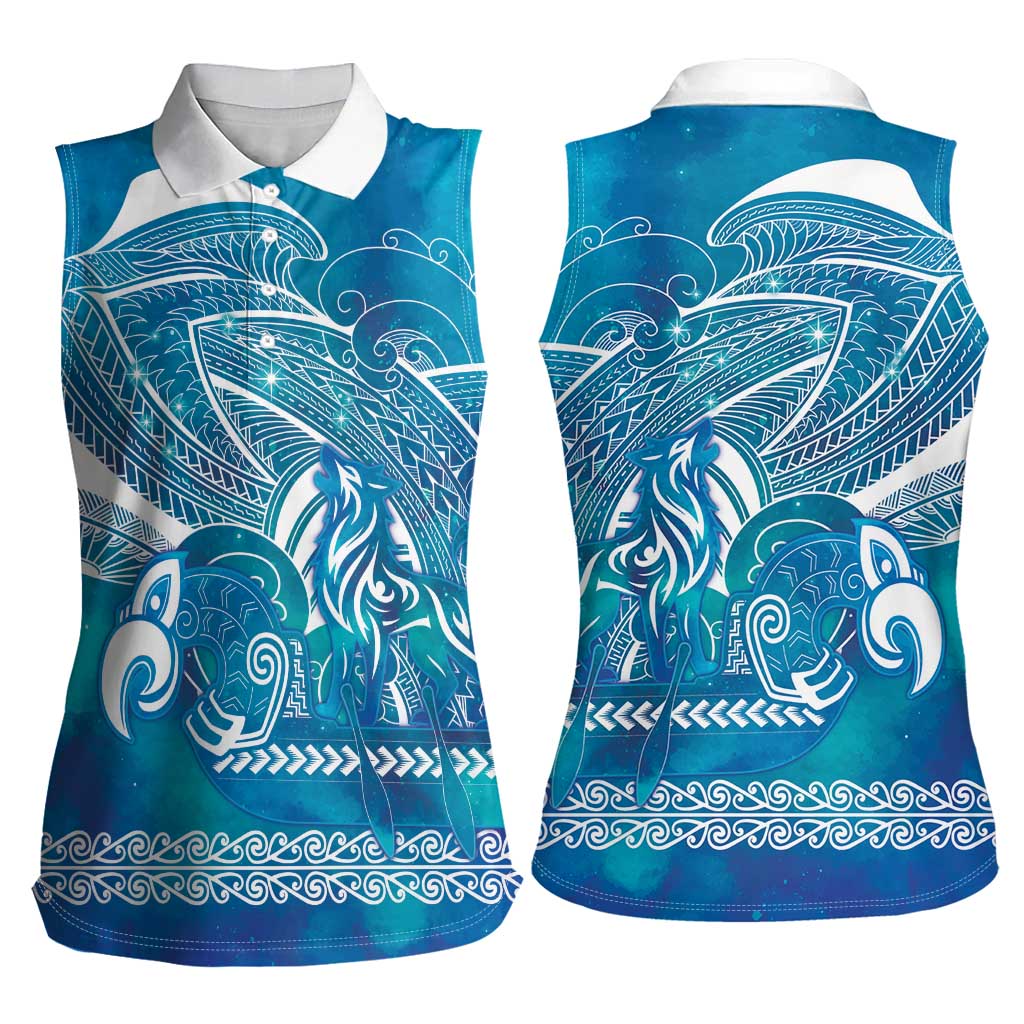 Kuri Dog Waka New Zealand Matariki Women Sleeveless Polo Shirt Ocean Sharks Maori Tattoo LT14 - Polynesian Pride