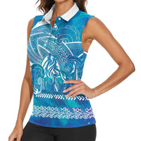 Kuri Dog Waka New Zealand Matariki Women Sleeveless Polo Shirt Ocean Sharks Maori Tattoo LT14 - Polynesian Pride