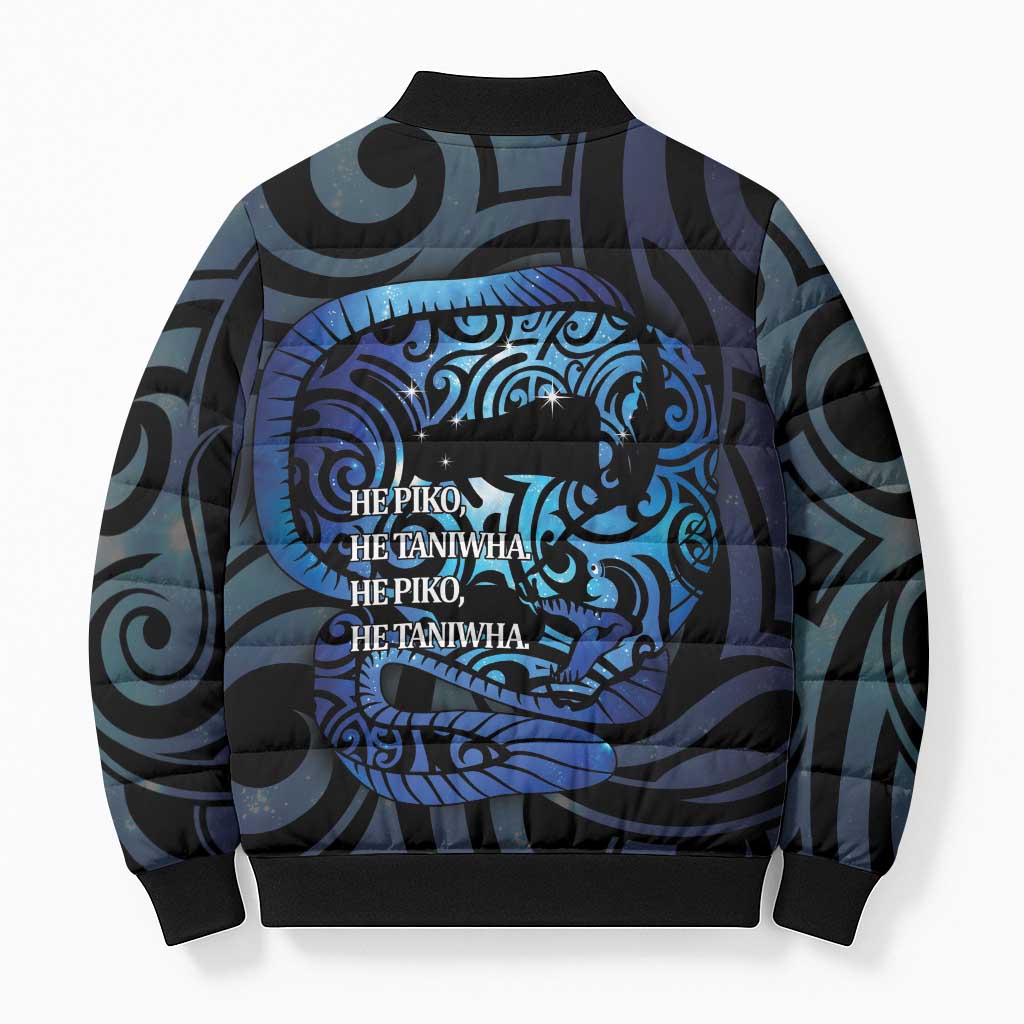 Tuna Eel New Zealand Matariki Bomber Puffer Jacket He Piko He Taniwha Maori Pattern