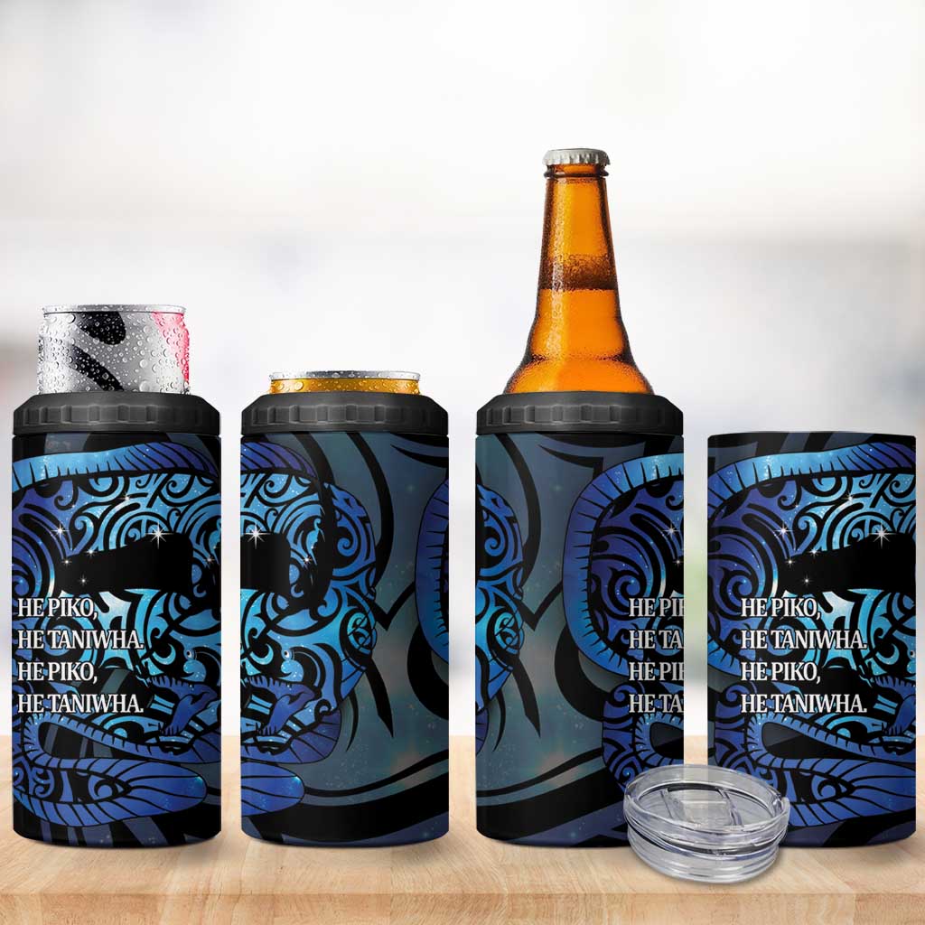Tuna Eel New Zealand Matariki 4 in 1 Can Cooler Tumbler He Piko He Taniwha Maori Pattern