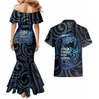 Tuna Eel New Zealand Matariki Couples Matching Mermaid Dress and Hawaiian Shirt He Piko He Taniwha Maori Pattern LT14 - Polynesian Pride