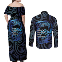 Tuna Eel New Zealand Matariki Couples Matching Off Shoulder Maxi Dress and Long Sleeve Button Shirt He Piko He Taniwha Maori Pattern LT14 - Polynesian Pride