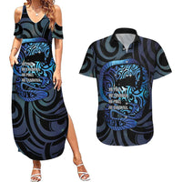 Tuna Eel New Zealand Matariki Couples Matching Summer Maxi Dress and Hawaiian Shirt He Piko He Taniwha Maori Pattern LT14 Purple - Polynesian Pride