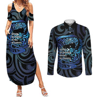 Tuna Eel New Zealand Matariki Couples Matching Summer Maxi Dress and Long Sleeve Button Shirt He Piko He Taniwha Maori Pattern LT14 Purple - Polynesian Pride