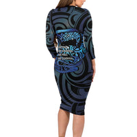 Tuna Eel New Zealand Matariki Family Matching Long Sleeve Bodycon Dress and Hawaiian Shirt He Piko He Taniwha Maori Pattern LT14 - Polynesian Pride