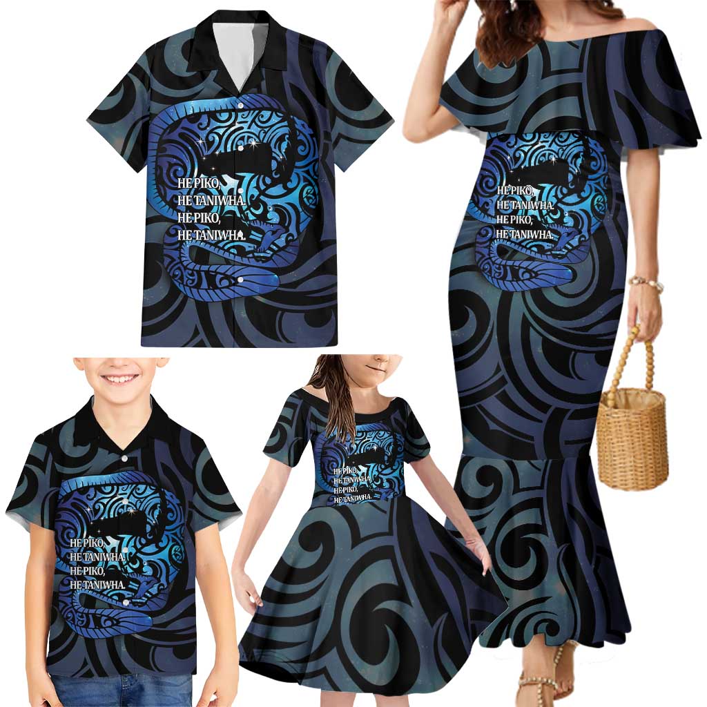 Tuna Eel New Zealand Matariki Family Matching Mermaid Dress and Hawaiian Shirt He Piko He Taniwha Maori Pattern LT14 - Polynesian Pride
