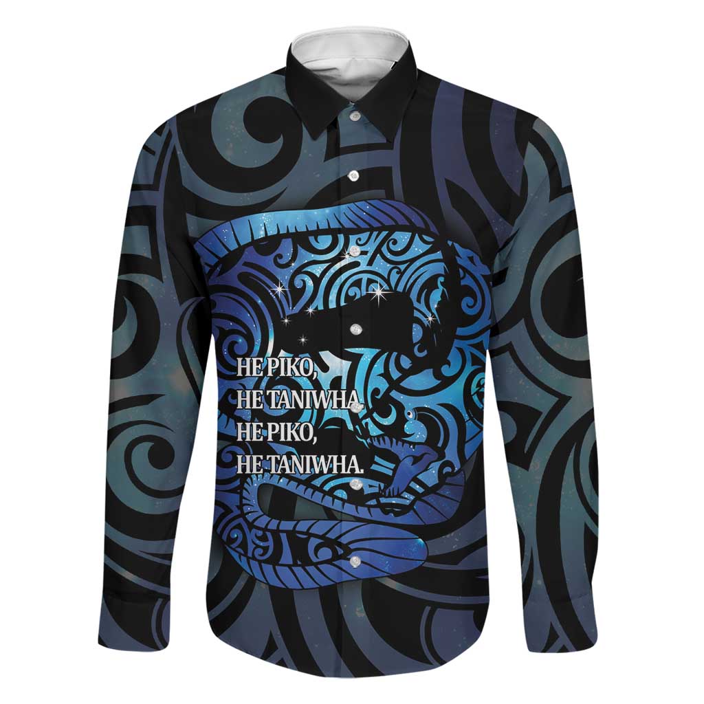 Tuna Eel New Zealand Matariki Family Matching Puletasi and Hawaiian Shirt He Piko He Taniwha Maori Pattern LT14 Dad's Shirt - Long Sleeve Purple - Polynesian Pride