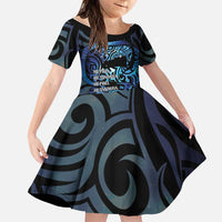 Tuna Eel New Zealand Matariki Family Matching Tank Maxi Dress and Hawaiian Shirt He Piko He Taniwha Maori Pattern LT14 Daughter's Dress Purple - Polynesian Pride