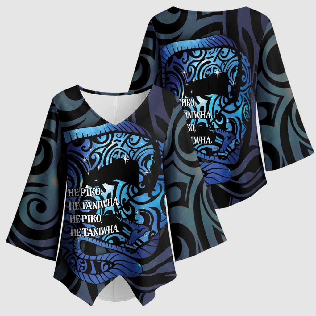 Tuna Eel New Zealand Matariki Kimono Sleeve Blouse He Piko He Taniwha Maori Pattern LT14 - Polynesian Pride