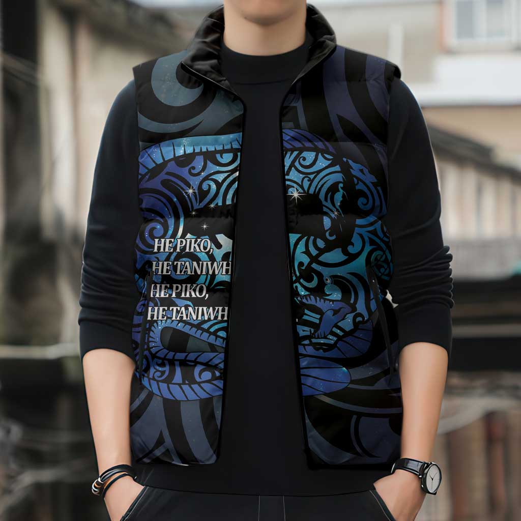 Tuna Eel New Zealand Matariki Sleeveless Puffer Jacket He Piko He Taniwha Maori Pattern