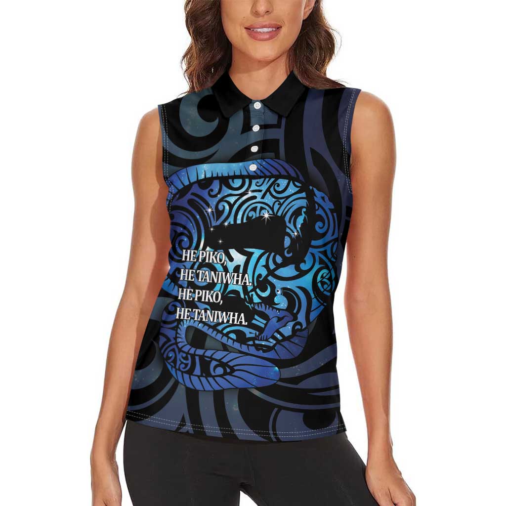 Tuna Eel New Zealand Matariki Women Sleeveless Polo Shirt He Piko He Taniwha Maori Pattern LT14 - Polynesian Pride