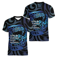 Tuna Eel New Zealand Matariki Women V-Neck T-Shirt He Piko He Taniwha Maori Pattern LT14 - Polynesian Pride