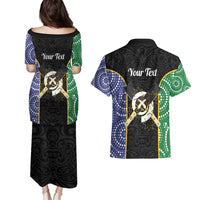 Personalised South Sea Islanders National Recognition Day Couples Matching Puletasi and Hawaiian Shirt Australia Aboriginal Vanuatu Pig Tusk LT14 - Polynesian Pride