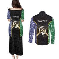 Personalised South Sea Islanders National Recognition Day Couples Matching Puletasi and Long Sleeve Button Shirt Australia Aboriginal Vanuatu Pig Tusk LT14 - Polynesian Pride