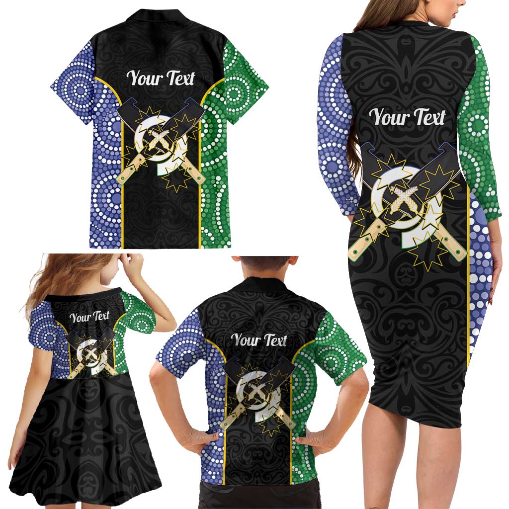 Personalised South Sea Islanders National Recognition Day Family Matching Long Sleeve Bodycon Dress and Hawaiian Shirt Australia Aboriginal Vanuatu Pig Tusk LT14 - Polynesian Pride
