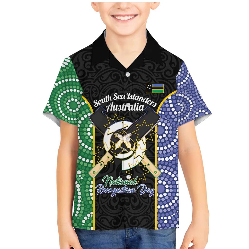 Personalised South Sea Islanders National Recognition Day Family Matching Mermaid Dress and Hawaiian Shirt Australia Aboriginal Vanuatu Pig Tusk LT14 Son's Shirt Black - Polynesian Pride
