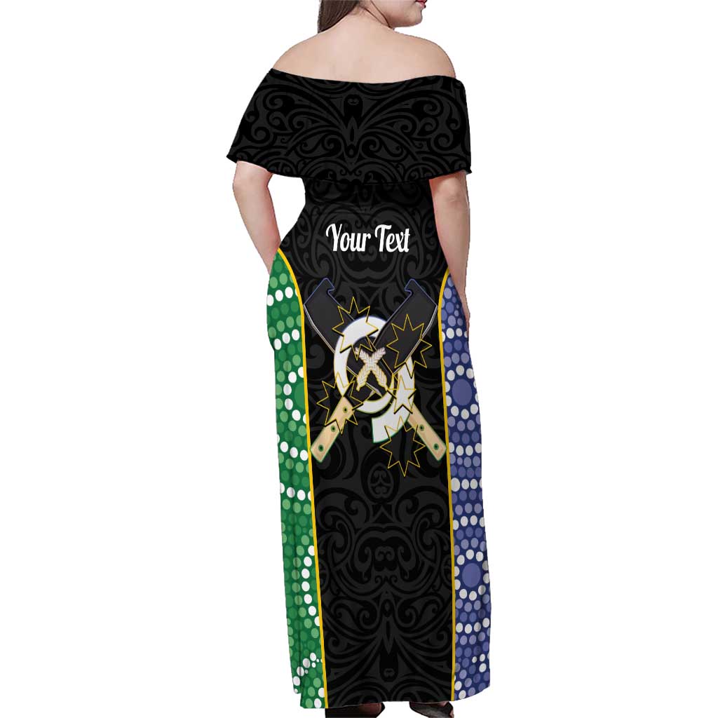 Personalised South Sea Islanders National Recognition Day Family Matching Off Shoulder Maxi Dress and Hawaiian Shirt Australia Aboriginal Vanuatu Pig Tusk LT14 - Polynesian Pride