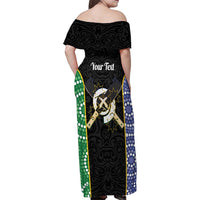 Personalised South Sea Islanders National Recognition Day Family Matching Off Shoulder Maxi Dress and Hawaiian Shirt Australia Aboriginal Vanuatu Pig Tusk LT14 - Polynesian Pride