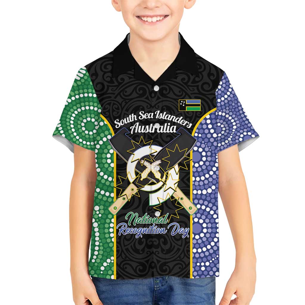 Personalised South Sea Islanders National Recognition Day Family Matching Tank Maxi Dress and Hawaiian Shirt Australia Aboriginal Vanuatu Pig Tusk LT14 Son's Shirt Black - Polynesian Pride