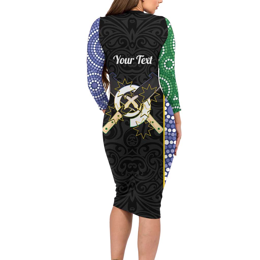 Personalised South Sea Islanders National Recognition Day Long Sleeve Bodycon Dress Australia Aboriginal Vanuatu Pig Tusk LT14 - Polynesian Pride