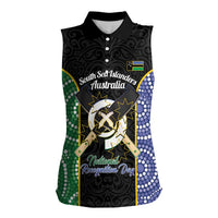 Personalised South Sea Islanders National Recognition Day Women Sleeveless Polo Shirt Australia Aboriginal Vanuatu Pig Tusk LT14 Female Black - Polynesian Pride