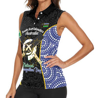 Personalised South Sea Islanders National Recognition Day Women Sleeveless Polo Shirt Australia Aboriginal Vanuatu Pig Tusk LT14 - Polynesian Pride