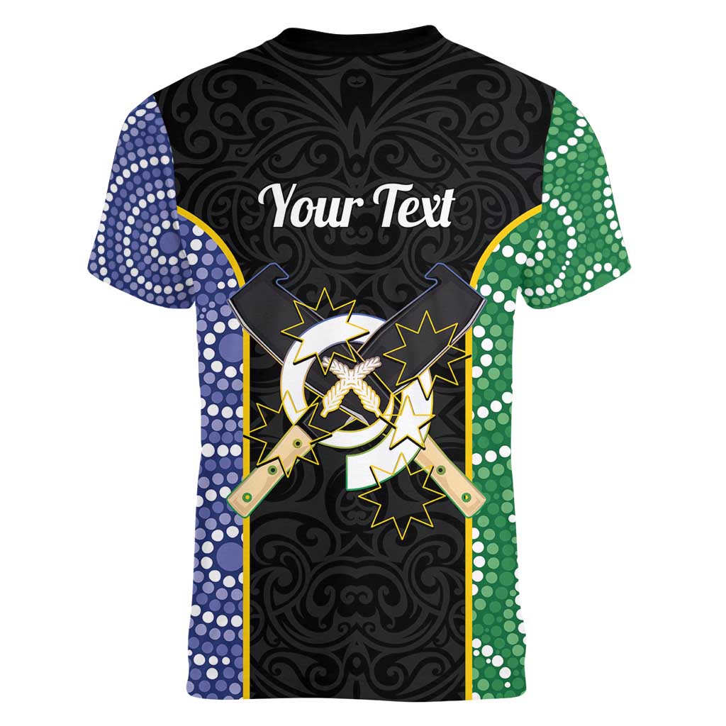Personalised South Sea Islanders National Recognition Day Women V-Neck T-Shirt Australia Aboriginal Vanuatu Pig Tusk LT14 - Polynesian Pride