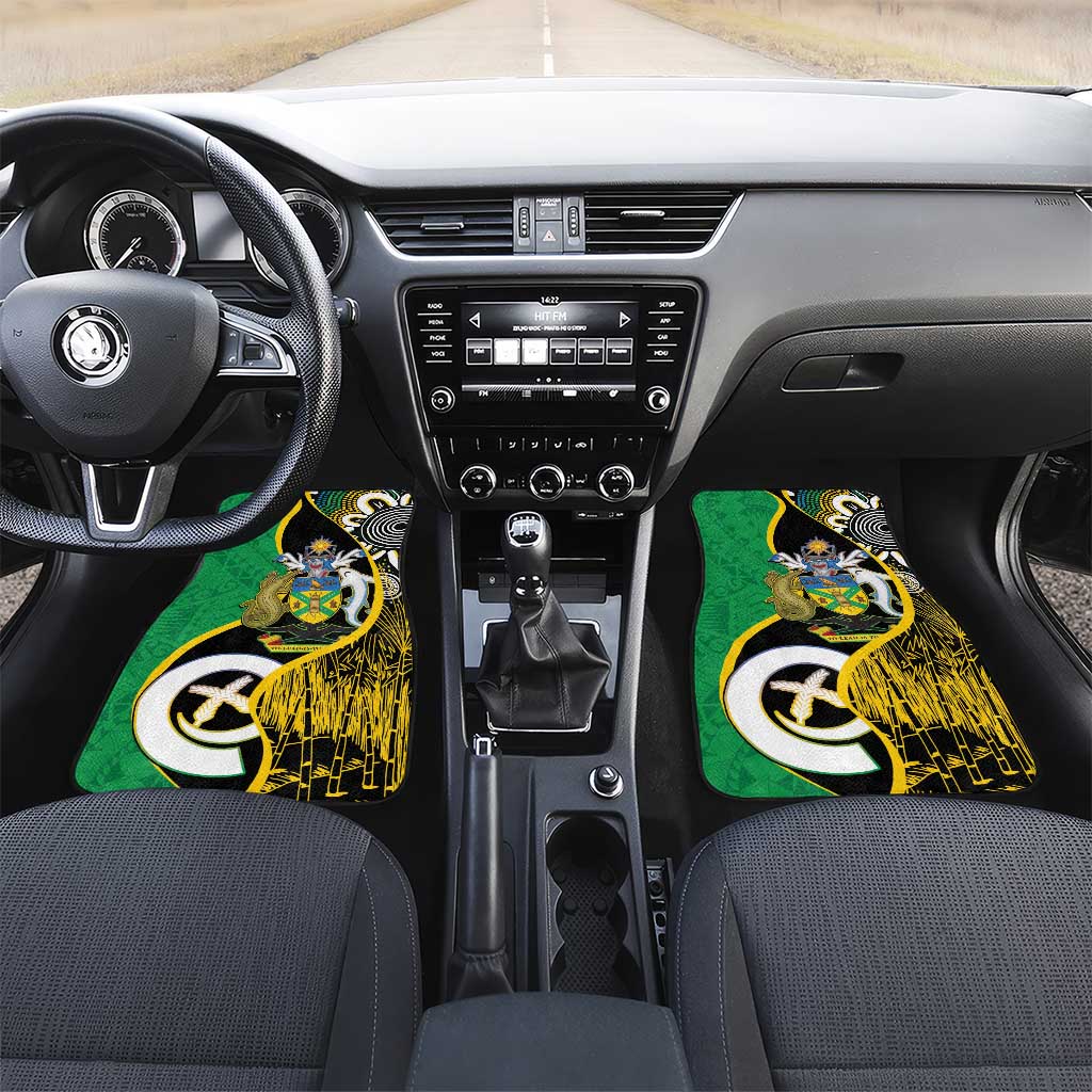 Australian South Sea Islanders National Recognition Day Car Mats Solomon Islands And Vanuatu Culture LT14 Set 2pcs - Front Black - Polynesian Pride