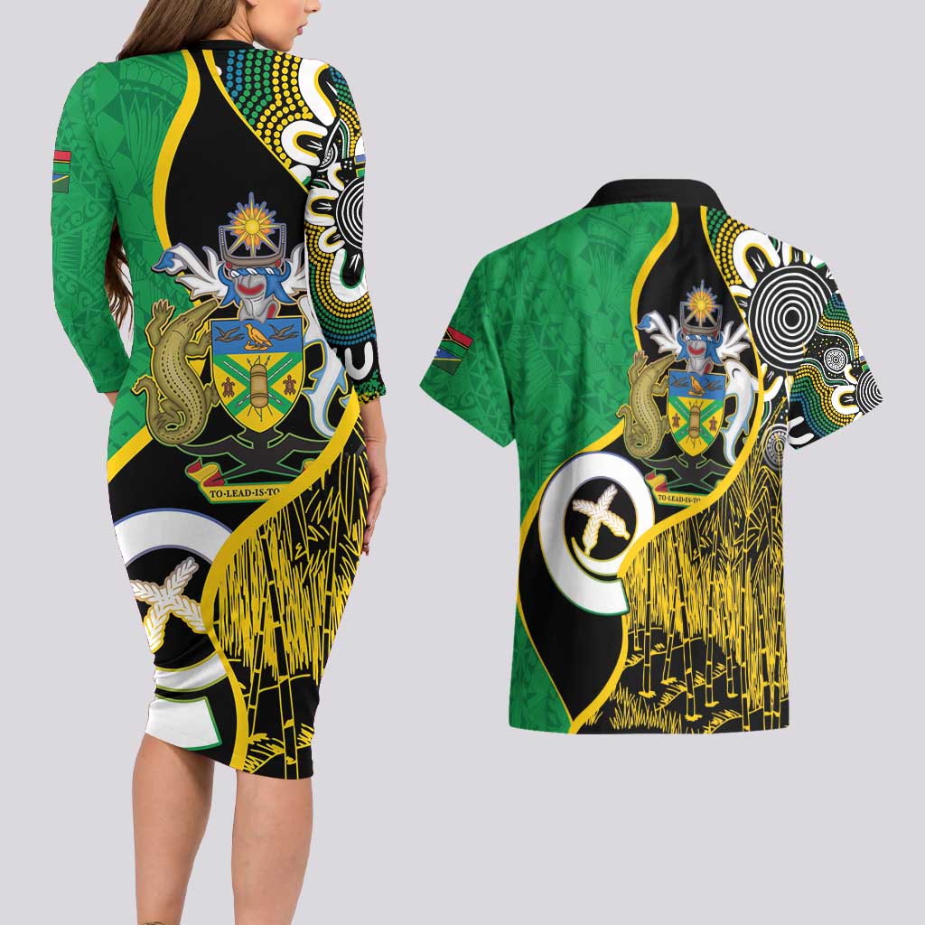 Australian South Sea Islanders National Recognition Day Couples Matching Long Sleeve Bodycon Dress and Hawaiian Shirt Solomon Islands And Vanuatu Culture LT14 - Polynesian Pride