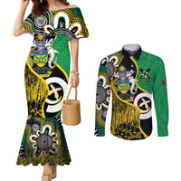 Australian South Sea Islanders National Recognition Day Couples Matching Mermaid Dress and Long Sleeve Button Shirt Solomon Islands And Vanuatu Culture LT14 Black - Polynesian Pride