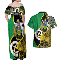 Australian South Sea Islanders National Recognition Day Couples Matching Off Shoulder Maxi Dress and Hawaiian Shirt Solomon Islands And Vanuatu Culture LT14 - Polynesian Pride