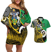 Australian South Sea Islanders National Recognition Day Couples Matching Off Shoulder Short Dress and Hawaiian Shirt Solomon Islands And Vanuatu Culture LT14 Black - Polynesian Pride