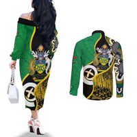 Australian South Sea Islanders National Recognition Day Couples Matching Off The Shoulder Long Sleeve Dress and Long Sleeve Button Shirt Solomon Islands And Vanuatu Culture LT14 - Polynesian Pride