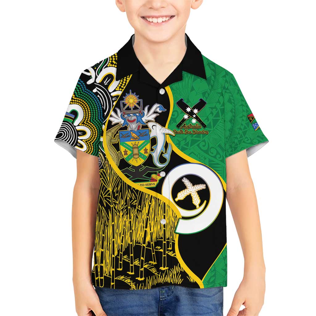 Australian South Sea Islanders National Recognition Day Family Matching Puletasi and Hawaiian Shirt Solomon Islands And Vanuatu Culture LT14 Son's Shirt Black - Polynesian Pride