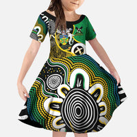 Australian South Sea Islanders National Recognition Day Family Matching Short Sleeve Bodycon Dress and Hawaiian Shirt Solomon Islands And Vanuatu Culture LT14 Daughter's Dress Black - Polynesian Pride