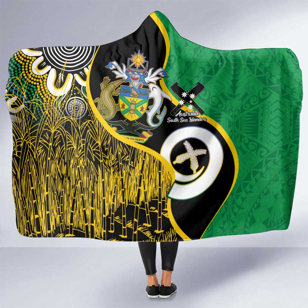 Australian South Sea Islanders National Recognition Day Hooded Blanket Solomon Islands And Vanuatu Culture LT14 One Size Black - Polynesian Pride