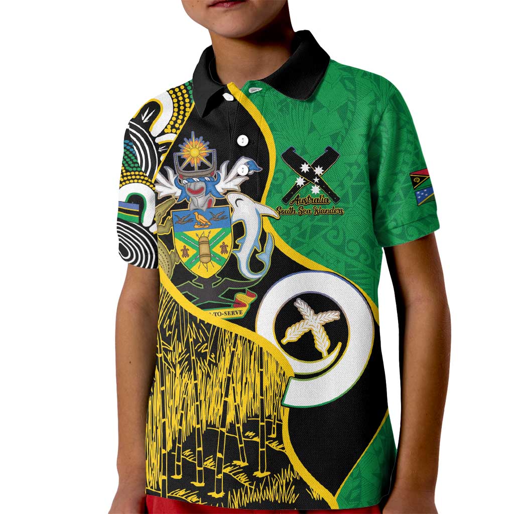 Australian South Sea Islanders National Recognition Day Kid Polo Shirt Solomon Islands And Vanuatu Culture LT14 Kid Black - Polynesian Pride