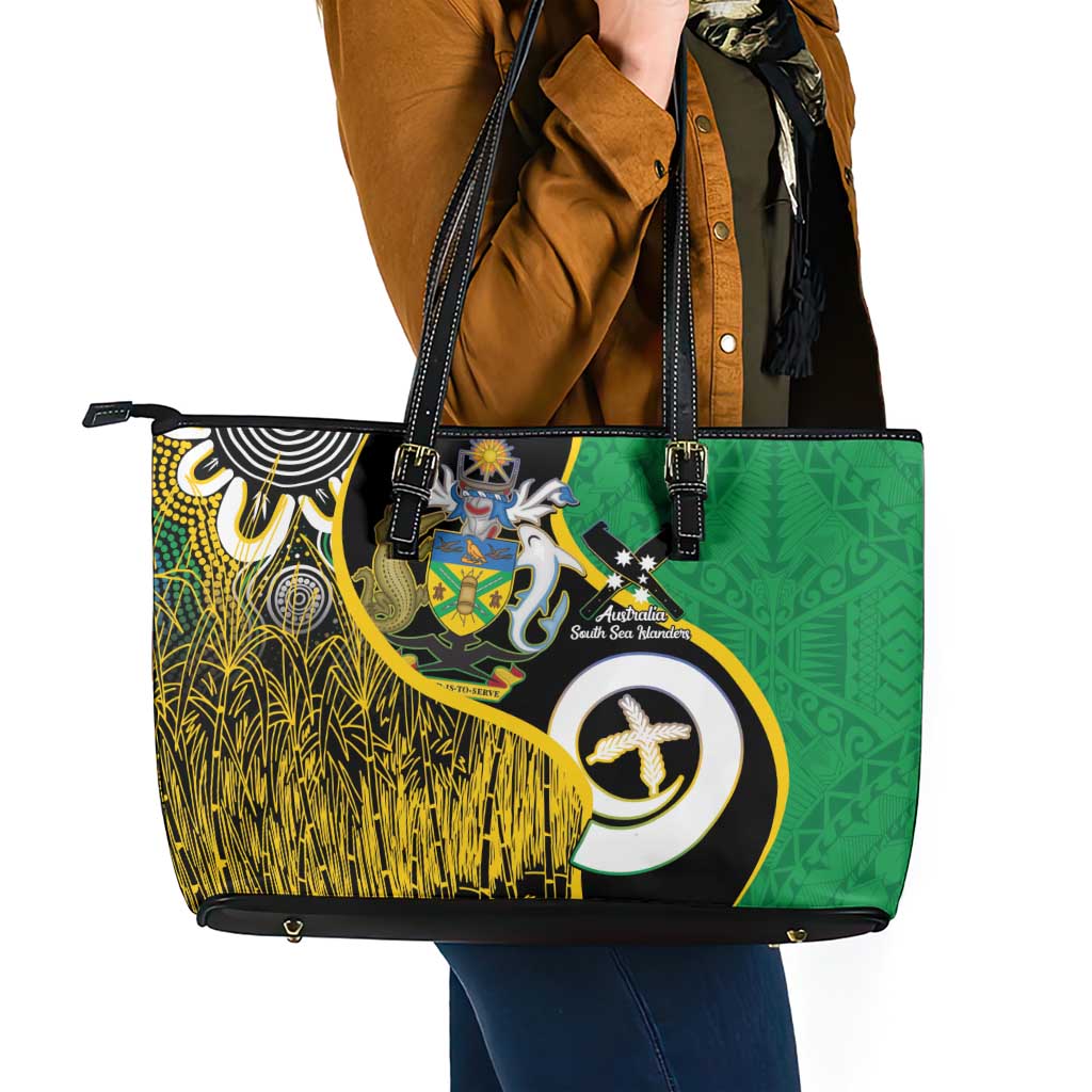 Australian South Sea Islanders National Recognition Day Leather Tote Bag Solomon Islands And Vanuatu Culture LT14 - Polynesian Pride
