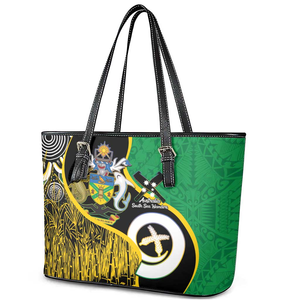 Australian South Sea Islanders National Recognition Day Leather Tote Bag Solomon Islands And Vanuatu Culture LT14 - Polynesian Pride