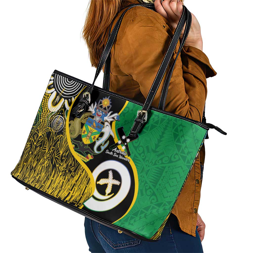 Australian South Sea Islanders National Recognition Day Leather Tote Bag Solomon Islands And Vanuatu Culture LT14 - Polynesian Pride