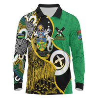 Australian South Sea Islanders National Recognition Day Long Sleeve Polo Shirt Solomon Islands And Vanuatu Culture LT14 Black - Polynesian Pride