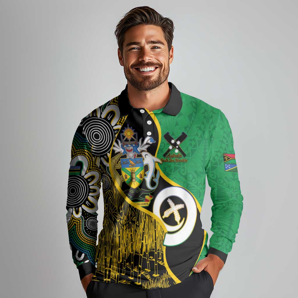 Australian South Sea Islanders National Recognition Day Long Sleeve Polo Shirt Solomon Islands And Vanuatu Culture LT14 - Polynesian Pride