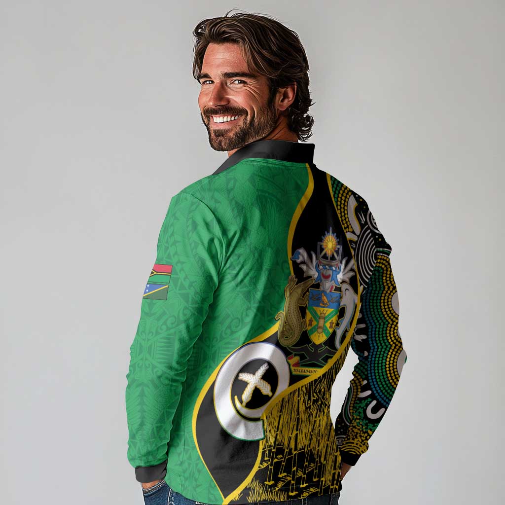 Australian South Sea Islanders National Recognition Day Long Sleeve Polo Shirt Solomon Islands And Vanuatu Culture LT14 - Polynesian Pride
