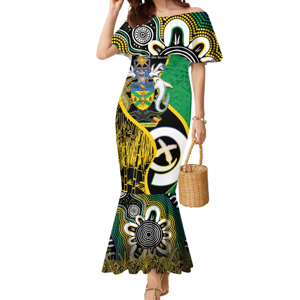 Australian South Sea Islanders National Recognition Day Mermaid Dress Solomon Islands And Vanuatu Culture LT14 Women Black - Polynesian Pride