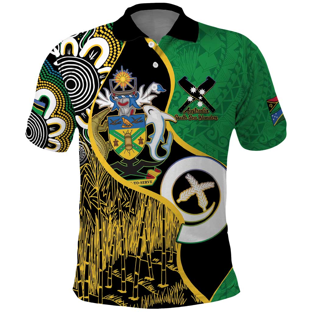 Australian South Sea Islanders National Recognition Day Polo Shirt Solomon Islands And Vanuatu Culture LT14 Black - Polynesian Pride