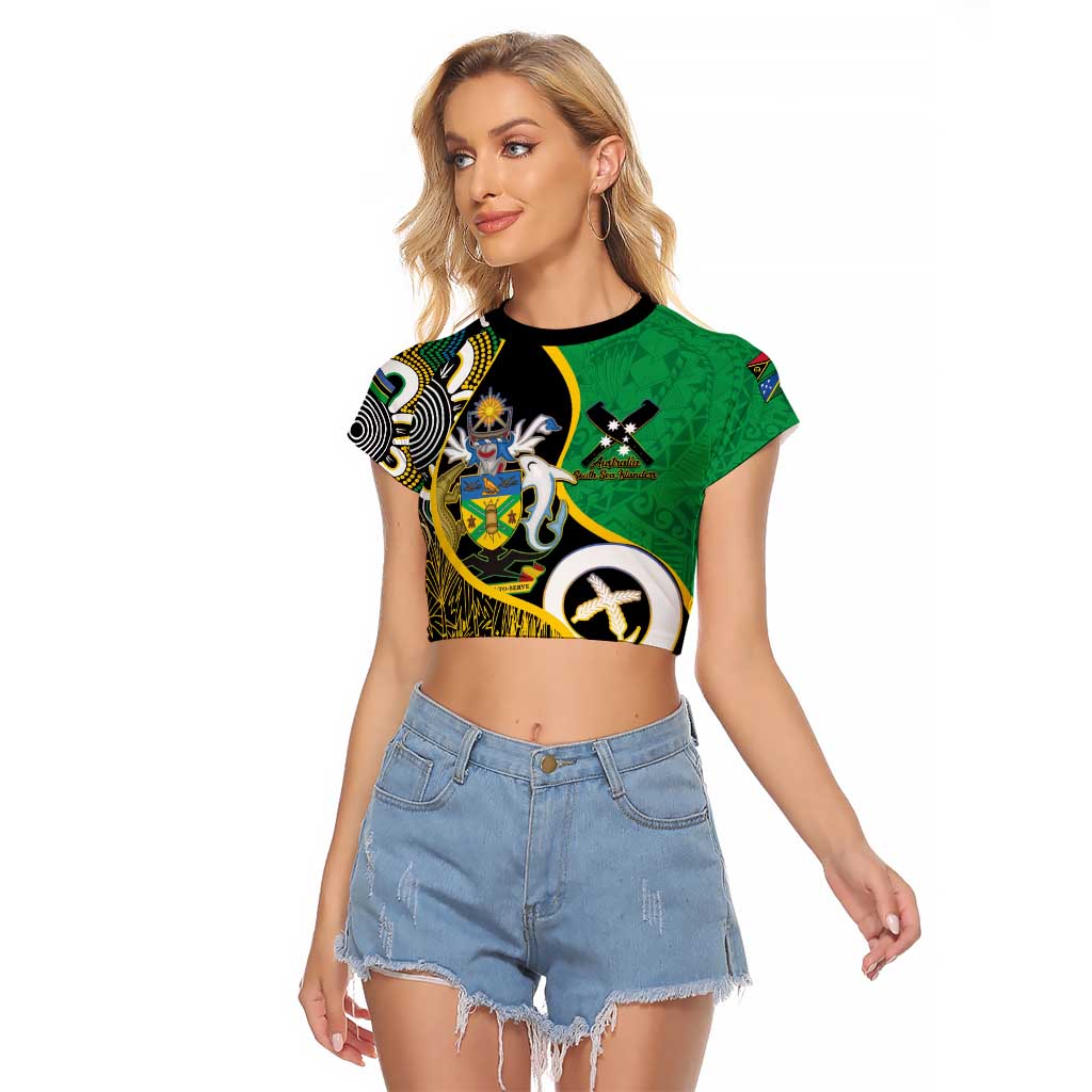 Australian South Sea Islanders National Recognition Day Raglan Cropped T Shirt Solomon Islands And Vanuatu Culture LT14 Female Black - Polynesian Pride